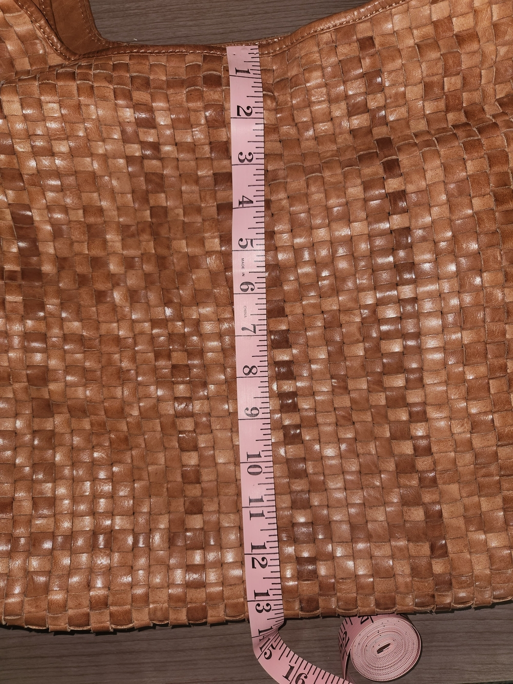 Woven Leather Tote Bag in Tan - Women Bags - Picture 8 of 9